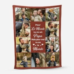 Plaid Personnalisé Papa Avec Photos - Tu Es Le Monde
