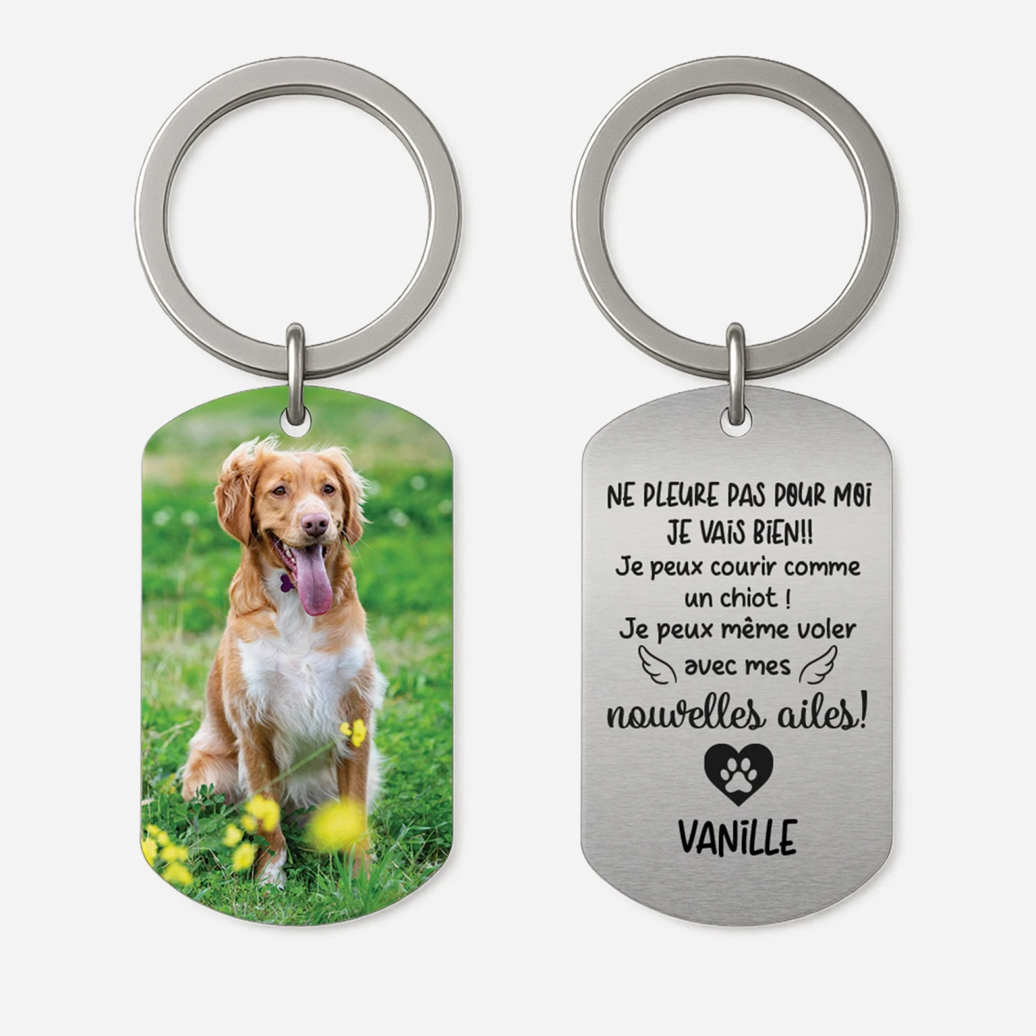 Porte-Clé Aluminium Personnalisé Photo - Ne Pleure Pas - Cadeau Commémoratif Chien 3 Porte-Clé Aluminium Personnalisé Photo - Ne Pleure Pas - Cadeau Commémoratif Chien