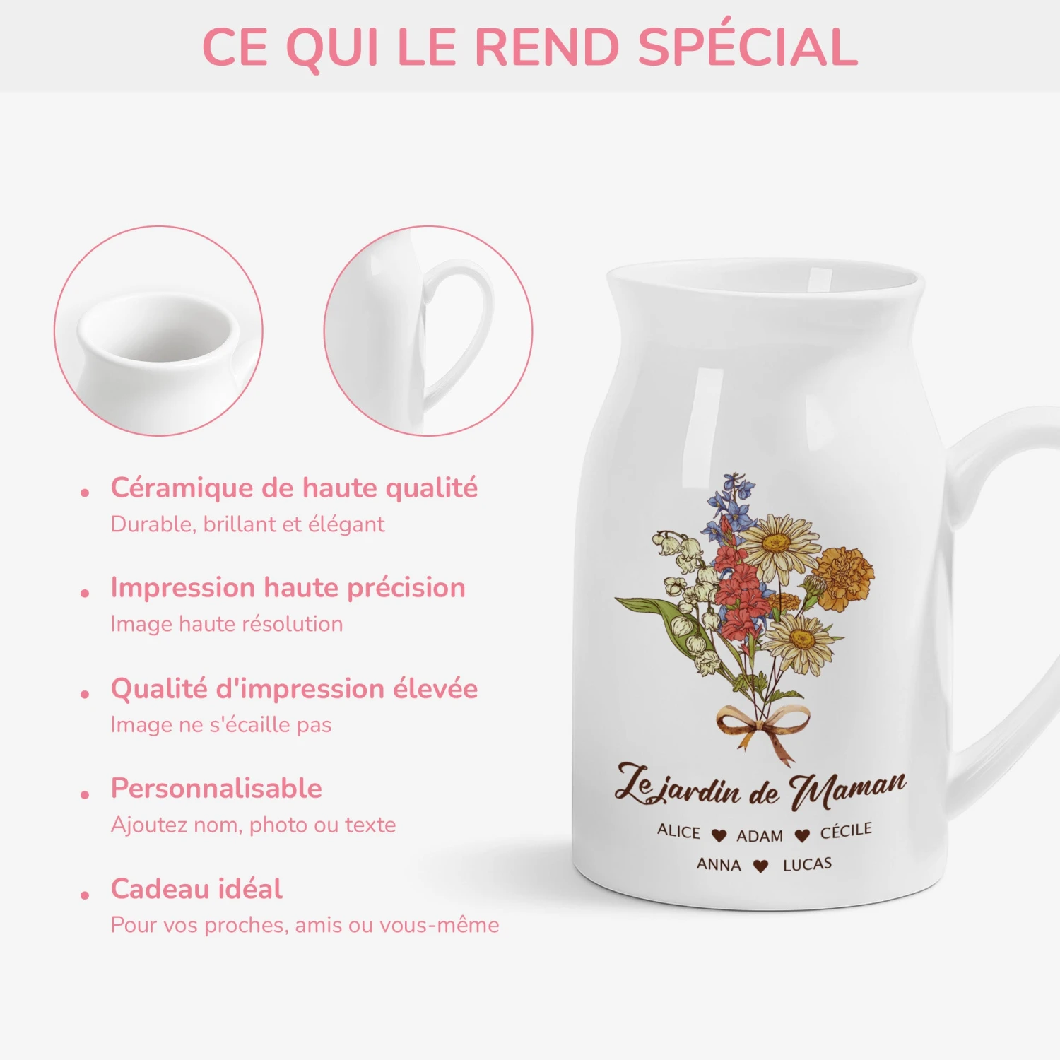 Vase Personnalisé Pour Maman - Le Jardin De Maman Vintage 6 Vase Personnalisé Pour Maman - Le Jardin De Maman Vintage – Image 4