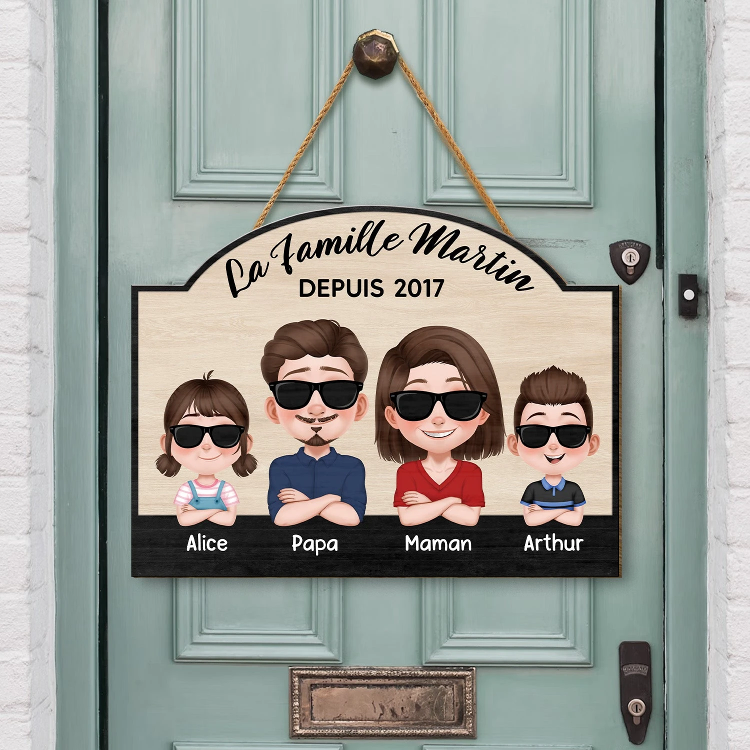 Plaque En Bois Personnalisée À Suspendre - Famille Depuis 4 Plaque En Bois Personnalisée À Suspendre - Famille Depuis – Image 2
