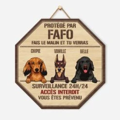 Plaque En Bois Personnalisée Avec Chien À Suspendre - Protégé Par