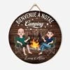 Plaque En Bois Personnalisée Pour Couple À Suspendre - Bienvenue À Notre Camping