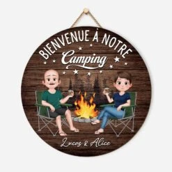 Plaque En Bois Personnalisée Pour Couple À Suspendre - Bienvenue À Notre Camping