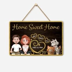 Plaque En Bois Personnalisée Avec Chat À Suspendre - Home Sweet Home
