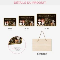 Plaque En Bois Personnalisée Avec Chat À Suspendre - Home Sweet Home -Cadeau Plus 5090QFR3 plaque en bois personnalisee avec chat a suspendre home sweet home 5090qkmad