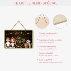 Plaque En Bois Personnalisée Avec Chat À Suspendre - Home Sweet Home -Cadeau Plus 5090QFR4 plaque en bois personnalisee avec chat a suspendre home sweet home 5090qkmad