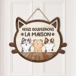 Plaque En Bois Personnalisée Avec Chat À Suspendre - Nous Gouvernons La Maison -Cadeau Plus 5094QFR2 plaque en bois personnalisee avec chat a suspendre nous gouvernons la maison 5094q8itd