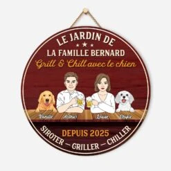 Plaque En Bois Personnalisée Couple À Suspendre - Grill & Chill Avec Les Chiens