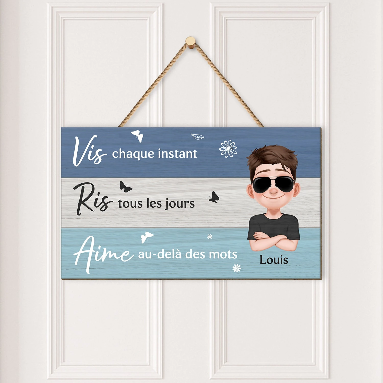 Plaque En Bois Personnalisée Pour Femme À Suspendre - Vis, Ris, Aime 4 Plaque En Bois Personnalisée Pour Femme À Suspendre - Vis, Ris, Aime – Image 2