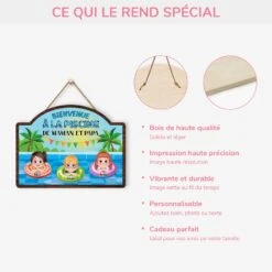 Plaque En Bois Personnalisée À Suspendre - Bienvenue À La Piscine -Cadeau Plus 5102QFR4 plaque en bois personnalisee a suspendre bienvenue a la piscine 5102q8mti