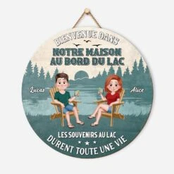 Plaque En Bois Personnalisée À Suspendre - Bienvenue Dans Notre Maison Au Bord Du Lac