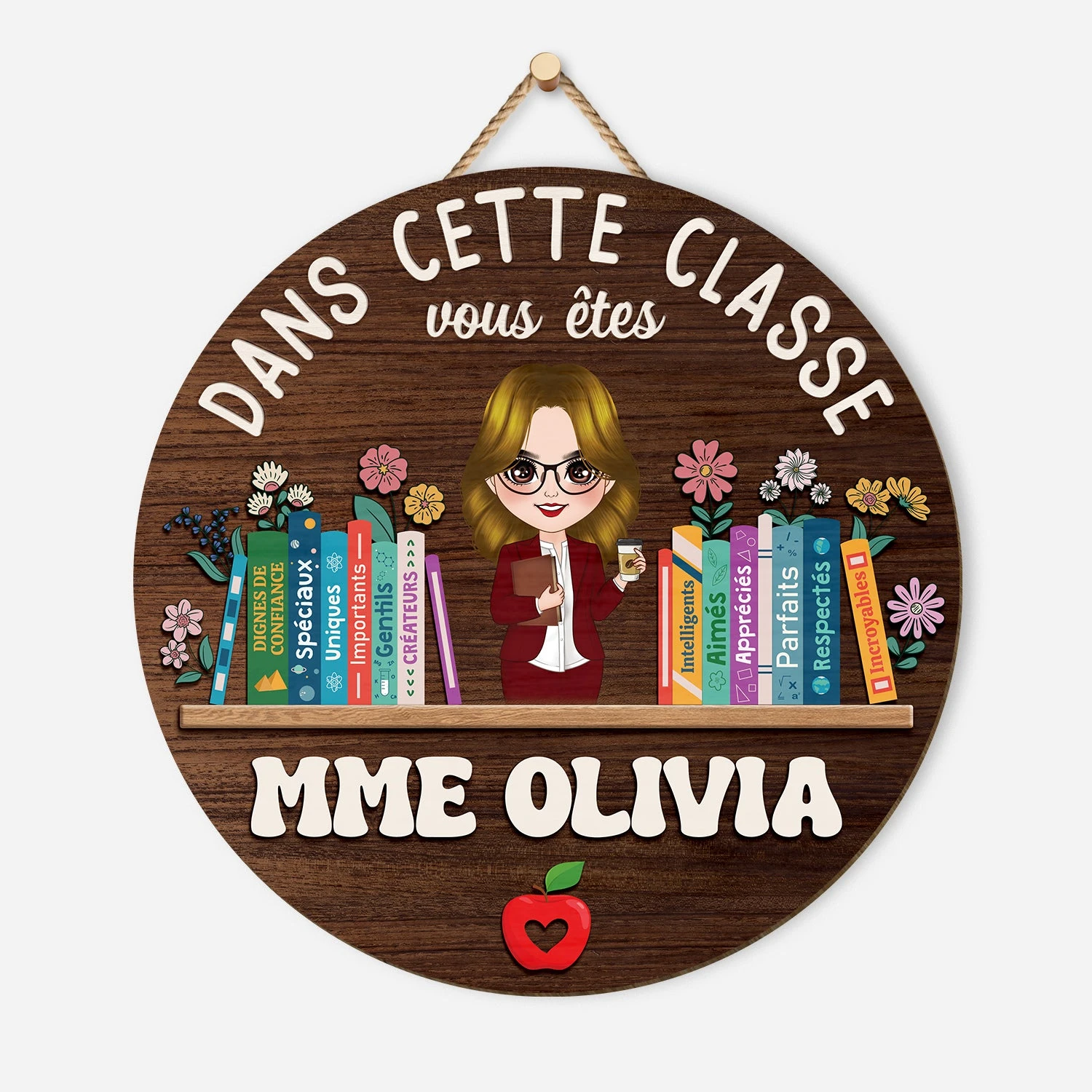 Plaque En Bois Personnalisée À Suspendre - Dans Cette Classe 3 Plaque En Bois Personnalisée À Suspendre - Dans Cette Classe