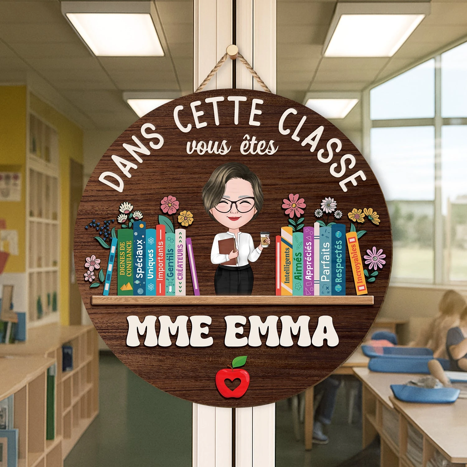 Plaque En Bois Personnalisée À Suspendre - Dans Cette Classe 4 Plaque En Bois Personnalisée À Suspendre - Dans Cette Classe – Image 2