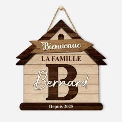 Plaque En Bois Personnalisée À Suspendre - Bienvenue Dans Notre Famille