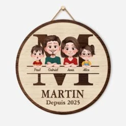 Plaque En Bois Personnalisée À Suspendre Famille Depuis - Design Cartoon