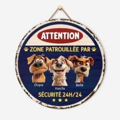Plaque En Bois Personnalisée À Suspendre - Zone Patrouillée Avec Chien