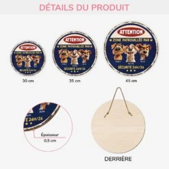 Plaque En Bois Personnalisée À Suspendre - Zone Patrouillée Avec Chien -Cadeau Plus 5160QFR3 plaque en bois personnalisee a suspendre zone patrouillee avec chien 5160qkgmc