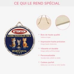 Plaque En Bois Personnalisée À Suspendre - Zone Patrouillée Avec Chat -Cadeau Plus 5160QFR4 plaque en bois personnalisee a suspendre zone patrouillee avec chat 5160qkgmd