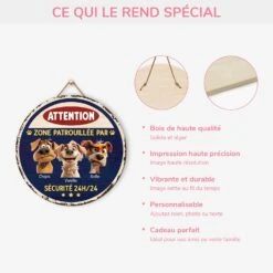 Plaque En Bois Personnalisée À Suspendre - Zone Patrouillée Avec Chien -Cadeau Plus 5160QFR4 plaque en bois personnalisee a suspendre zone patrouillee avec chien 5160qkgmc