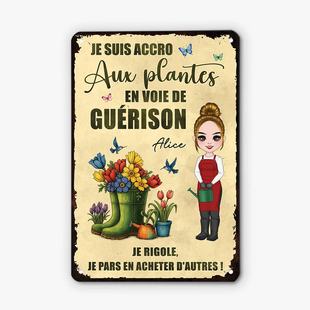 Plaque En Métal Personnalisée Pour Femme - Accro Aux Plantes 3 Plaque En Métal Personnalisée Pour Femme - Accro Aux Plantes