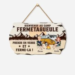 Plaque En Bois Personnalisée Pour Couple - Bienvenue Au Camp