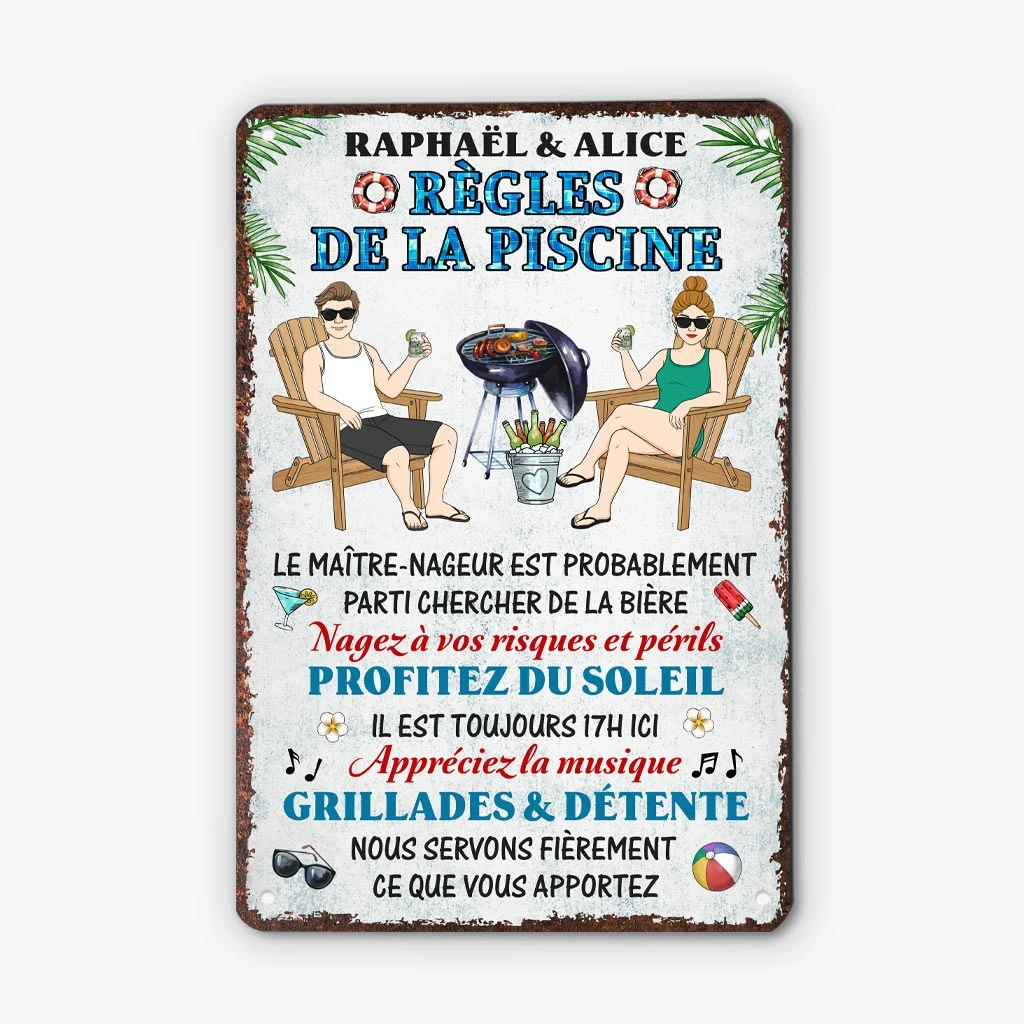 Plaque En Métal Personnalisée Pour Couple - Règles De La Piscine 3 Plaque En Métal Personnalisée Pour Couple - Règles De La Piscine