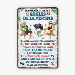 Plaque En Métal Personnalisée Pour Couple - Règles De La Piscine 5 Plaque En Métal Personnalisée Pour Couple - Règles De La Piscine -Cadeau Plus 5210EFR2 plaque en metal personnalisee pour couple regles de la piscine 5210etkag