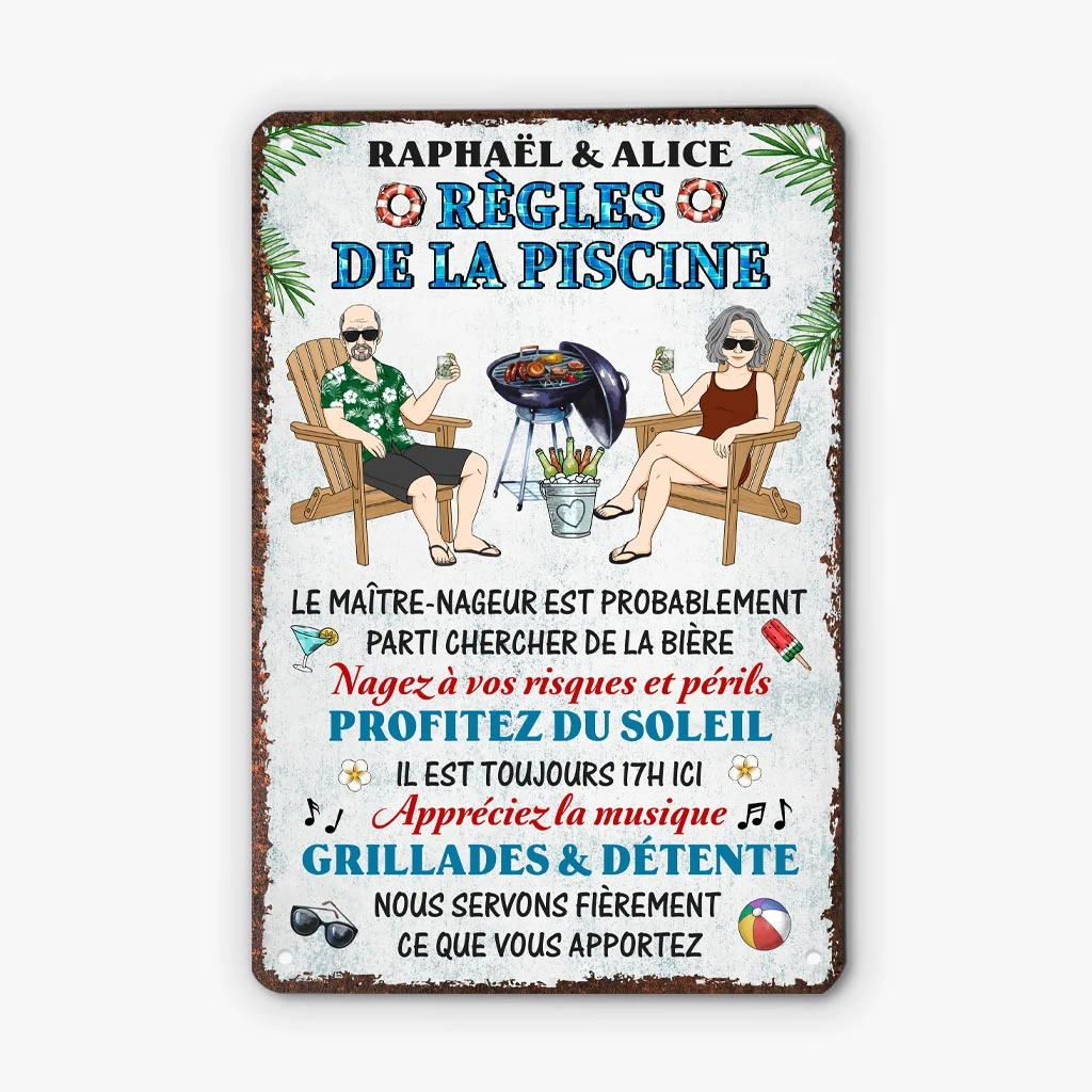 Plaque En Métal Personnalisée Pour Couple - Règles De La Piscine 4 Plaque En Métal Personnalisée Pour Couple - Règles De La Piscine – Image 2