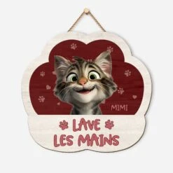 Plaque En Bois Personnalisée À Suspendre Avec Chat - Lave Tes Pattes