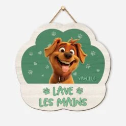 Plaque En Bois Personnalisée À Suspendre Avec Chien - Lave Tes Pattes