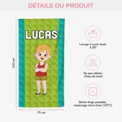 Serviette De Plage Personnalisé Pour Enfant - Design Lego -Cadeau Plus 5226BFR3 serviette de plage personnalise pour enfant design lego 5226bt6mk