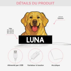 Lightbox Personnalisable Chien - Style Vitrail -Cadeau Plus 5253LFR3 lightbox personnalisable chien style vitrail 5253l3n5c