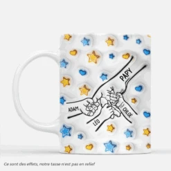 [Effet D'impression 3D] Papy Tenant Les Mains Version Bleu Et Jaune 3D - Mug Pour Papy Personnalisé