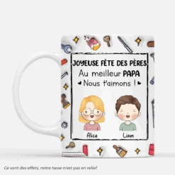 [Effet D'Impression 3D] Mug Personnalisé Pour Papa - Au Meilleur Papa Bricoleur