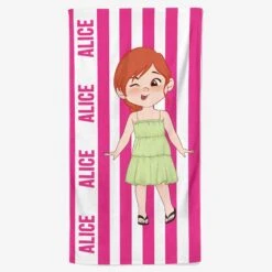 Serviette De Plage Personnalisé - Design Cartoon Mignon