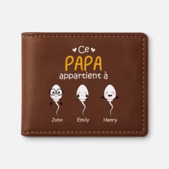 Portefeuille Cuir Personnalisé - Ce Papa Appartient À - Version Humour