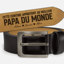 Ceinture En Cuir Gravée - Appartient Au Meilleur Papa