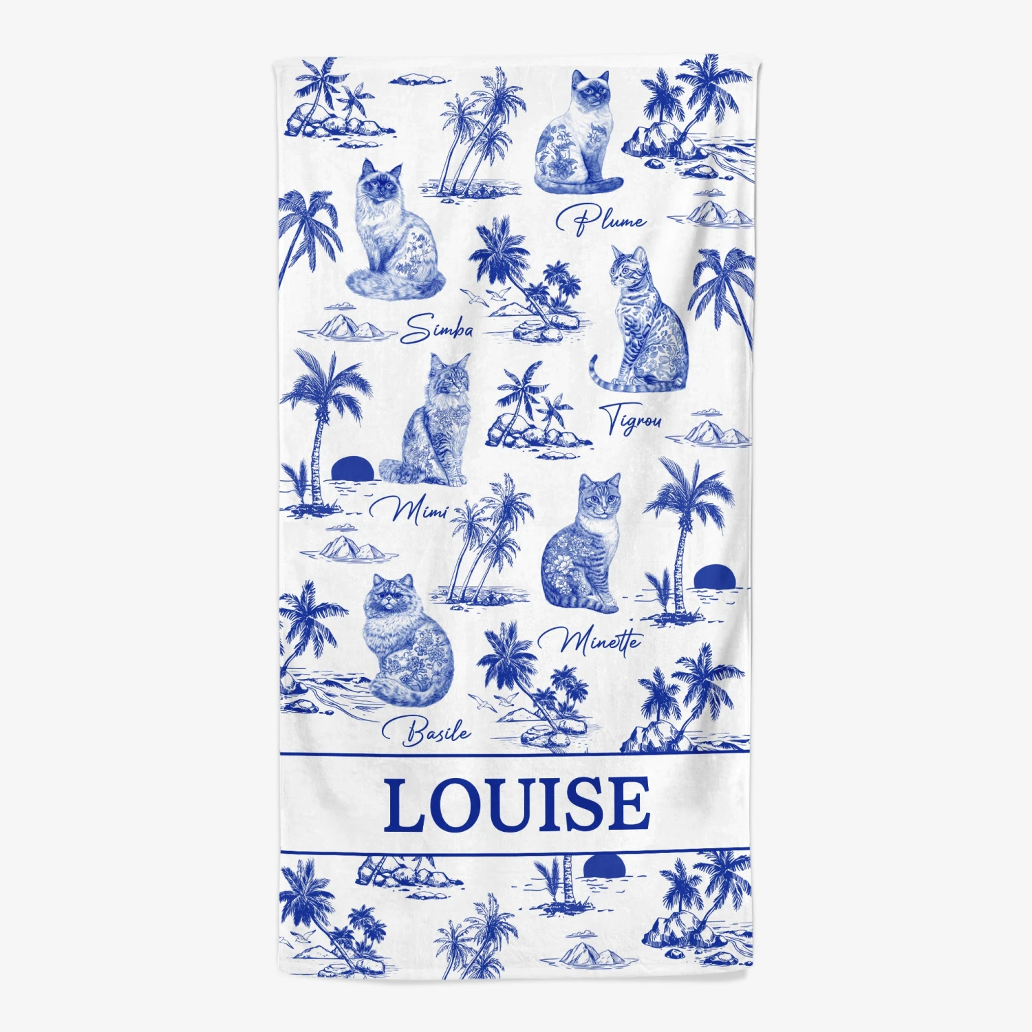 Serviette De Plage Personnalisée Avec Chat - Style Blue-Toile 3 Serviette De Plage Personnalisée Avec Chat - Style Blue-Toile
