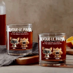 Verre À Whisky Personnalisé - Avoue-Le Papa - Cadeau Avec Chats