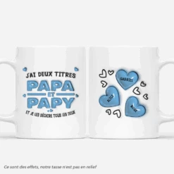 [Effet D'Impression 3D] Mug Personnalisé - Deux Titres - Papa Et Papy