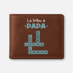 Portefeuille Cuir Personnalisé - La Tribu À Papa - Avec Mots-Croisés