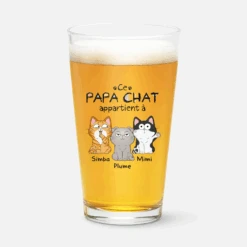 Verre À Bière Personnalisé Avec Chat Mignon - Ce Papa Appartient À