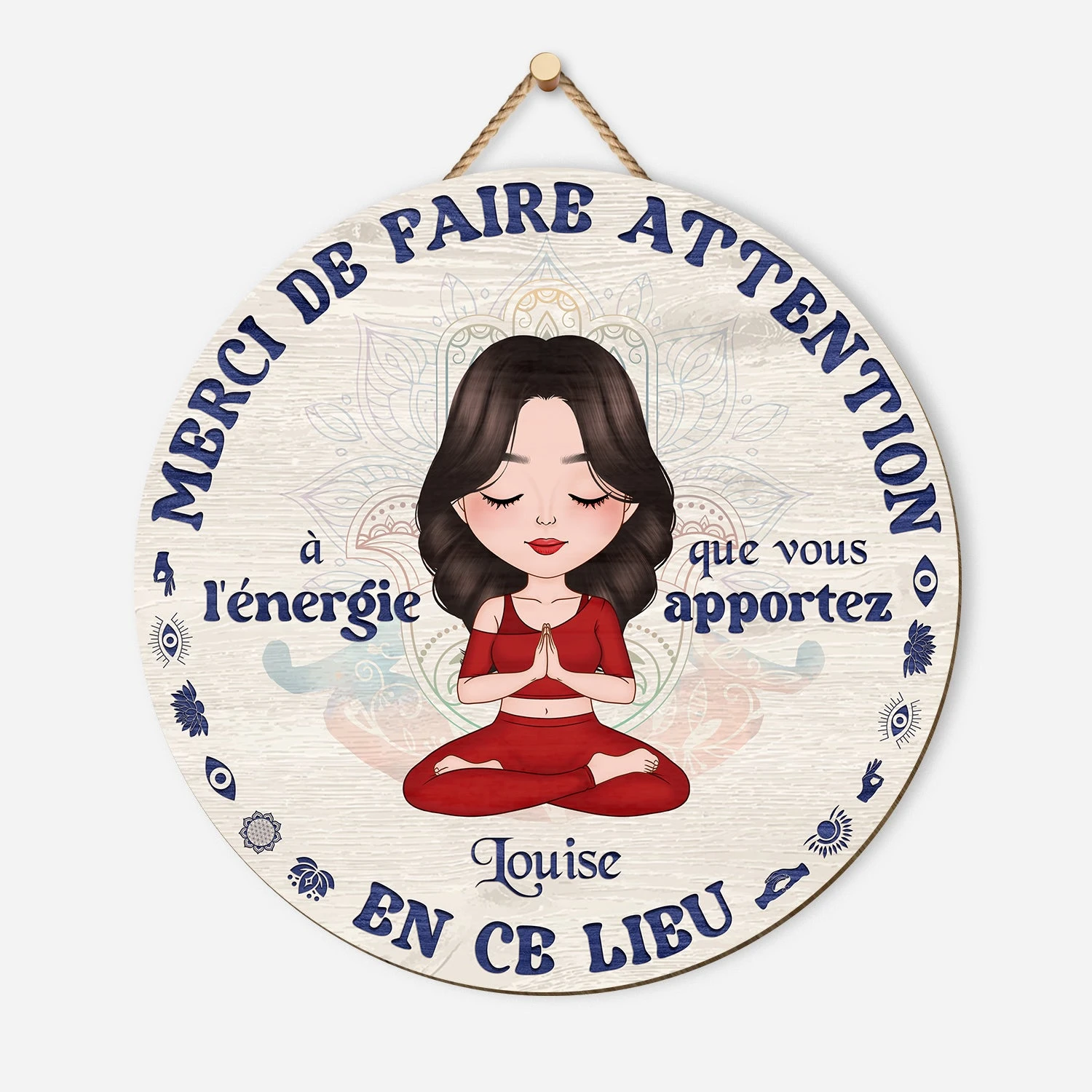 Plaque En Bois Personnalisée - Merci De Faire Attention - Cadeau Fan De Yoga 3 Plaque En Bois Personnalisée - Merci De Faire Attention - Cadeau Fan De Yoga