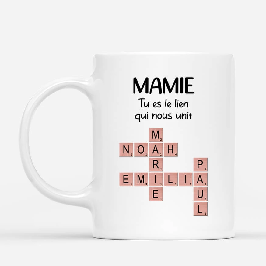 Mug Mamie Personnalisé - Le Lien Qui Nous Unit - Cadeau Mots Croisés 3 Mug Mamie Personnalisé - Le Lien Qui Nous Unit - Cadeau Mots Croisés