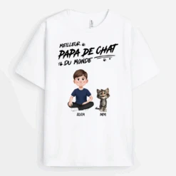 Tee Shirt Personnalisé Meilleur Papa - Chat Dormant