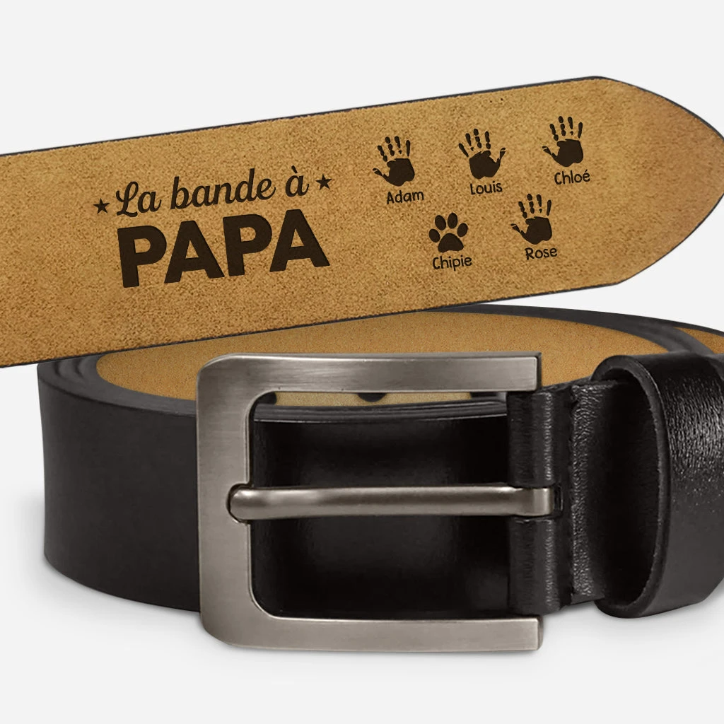 Ceinture En Cuir Gravée - La Bande À Papy - Empreintes De Mains 3 Ceinture En Cuir Gravée - La Bande À Papy - Empreintes De Mains