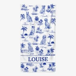 Serviette De Plage Personnalisée Avec Chien - Style Blue-Toile