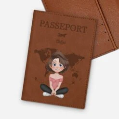 Porte Passeport Personnalisé Femme - Design Cartoon Version Carte