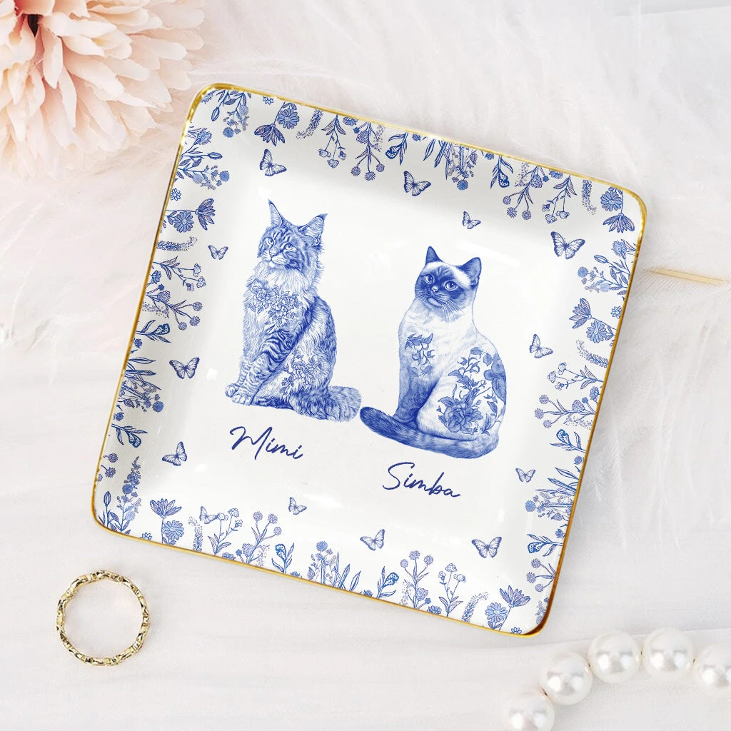 Coupelle À Bijoux Personnalisée Pour Amoureux Des Chats - Style Blue-Toile 4 Coupelle À Bijoux Personnalisée Pour Amoureux Des Chats - Style Blue-Toile – Image 2