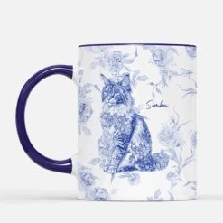 Mug Personnalisé Chat - Floral Style Blue-Toile -Cadeau Plus FR2 59e315da e4f8 4412 b94a eb1148954798